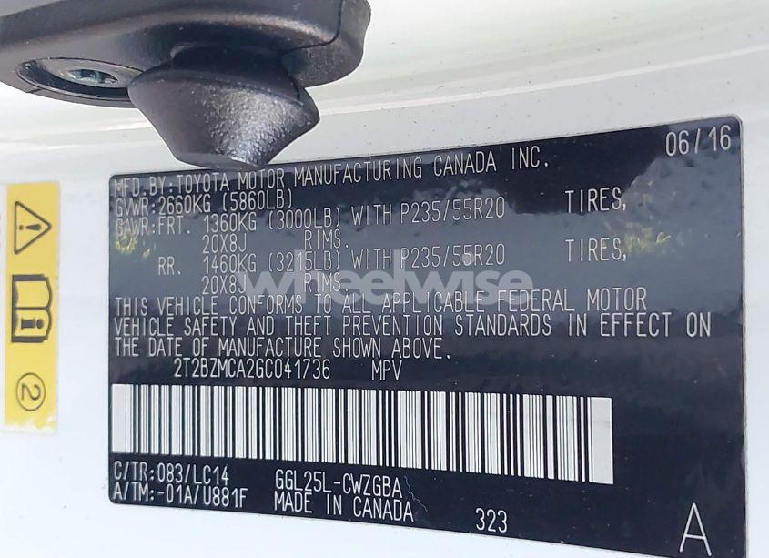 Photo 9 of 2016 Lexus Rx 350 F SPORT (VIN 2T2BZMCA2GC041736)