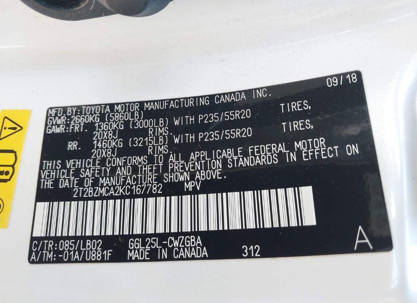 Photo 9 of 2019 Lexus Rx 350 (VIN 2T2BZMCA2KC167782)