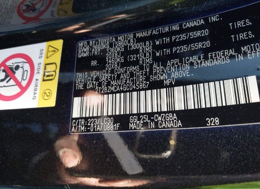 Photo 9 of 2016 Lexus Rx 350 F SPORT (VIN 2T2BZMCA4GC045867)