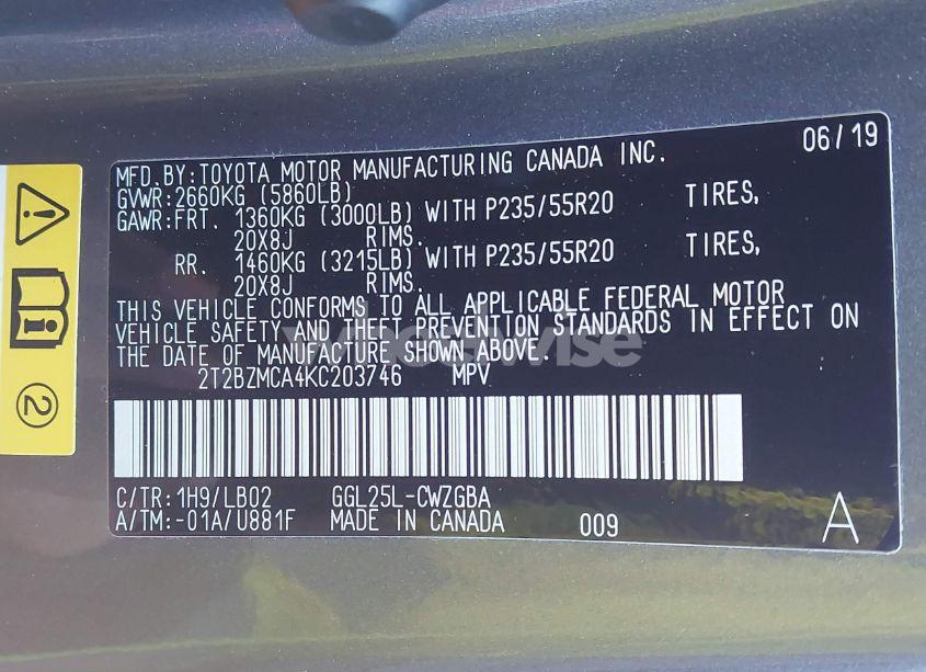 Photo 9 of 2019 Lexus Rx 350 (VIN 2T2BZMCA4KC203746)