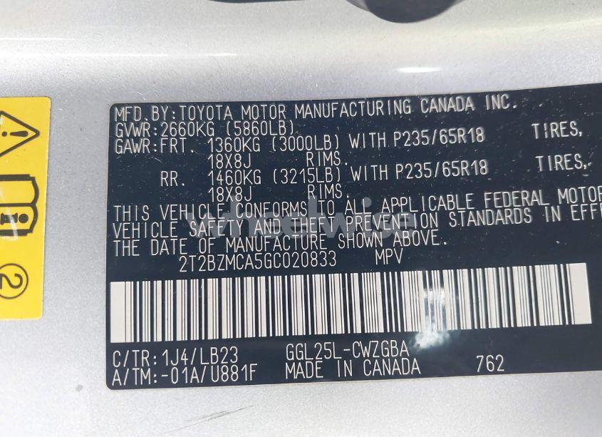 Photo 9 of 2016 Lexus Rx 350 (VIN 2T2BZMCA5GC020833)