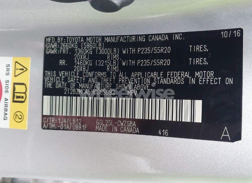 Photo 9 of 2017 Lexus Rx 350 (VIN 2T2BZMCA5HC065093)