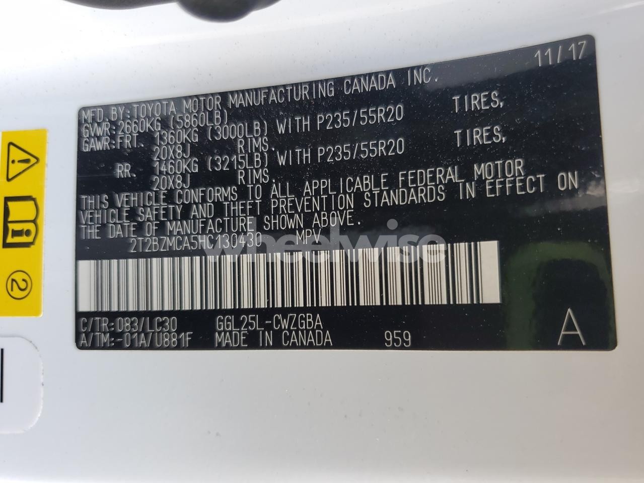 Photo 13 of 2017 LEXUS RX 350 BASE N/A (VIN 2T2BZMCA5HC130430)