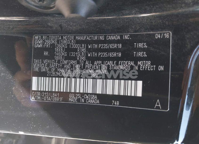 Photo 9 of 2016 Lexus Rx 350 (VIN 2T2BZMCA6GC030772)