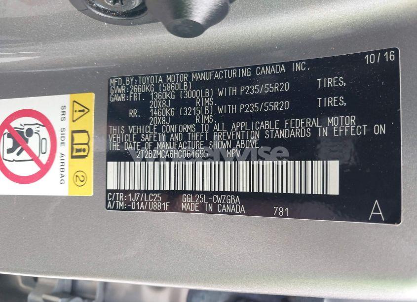 Photo 9 of 2017 Lexus Rx 350 F SPORT (VIN 2T2BZMCA6HC064695)