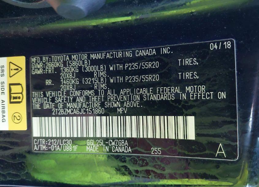 Photo 9 of 2018 Lexus Rx 350 F SPORT (VIN 2T2BZMCA6JC151860)