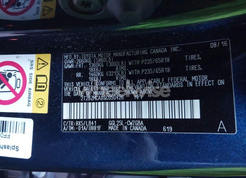 Photo 9 of 2016 Lexus Rx 350 (VIN 2T2BZMCAXGC050426)