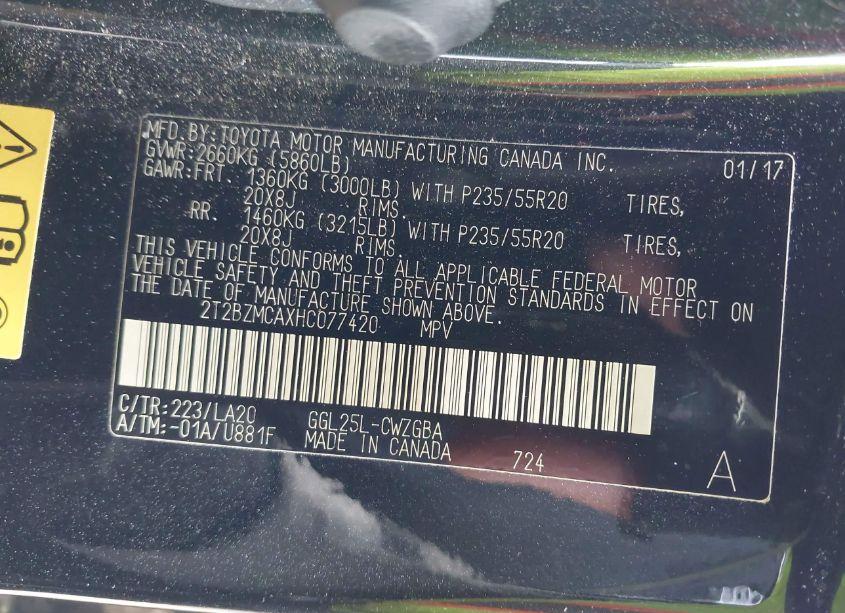 Photo 9 of 2017 Lexus Rx 350 (VIN 2T2BZMCAXHC077420)