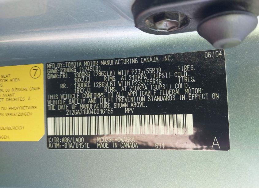 Photo 9 of 2004 Lexus Rx 330 (VIN 2T2GA31U04C016155)
