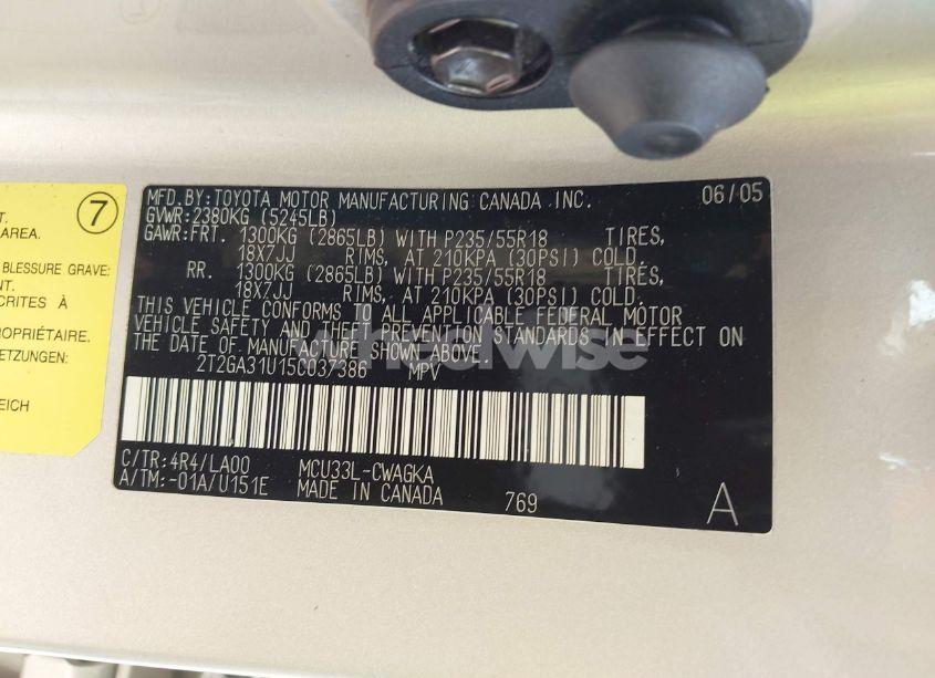 Photo 9 of 2005 Lexus Rx 330 (VIN 2T2GA31U15C037386)