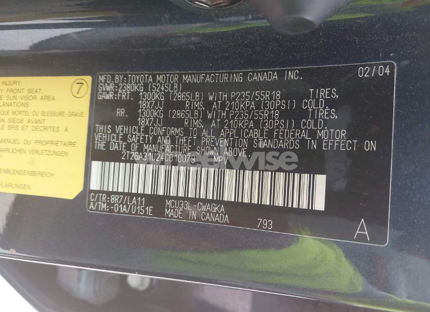 Photo 9 of 2004 Lexus Rx 330 (VIN 2T2GA31U24C010079)