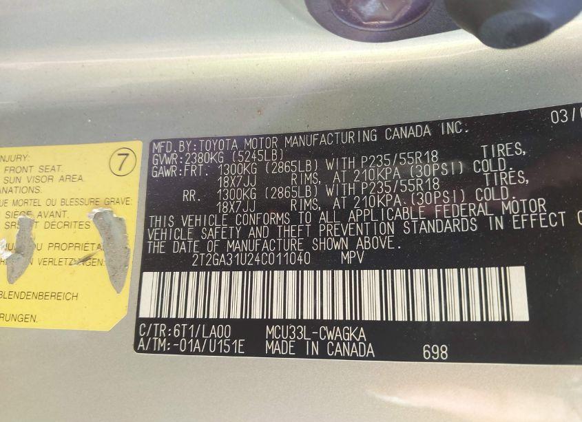 Photo 9 of 2004 Lexus Rx 330 (VIN 2T2GA31U24C011040)