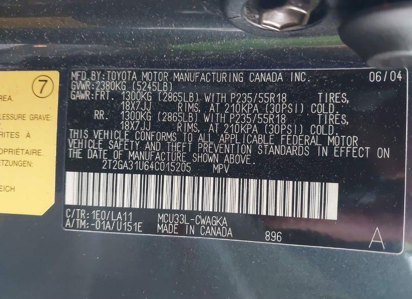 Photo 9 of 2004 Lexus Rx 330 (VIN 2T2GA31U64C015205)