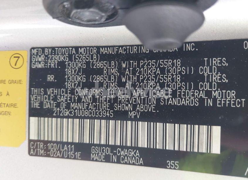 Photo 9 of 2008 Lexus Rx 350 (VIN 2T2GK31U08C033945)