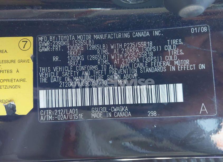 Photo 9 of 2009 Lexus Rx 350 (VIN 2T2GK31U09C057230)