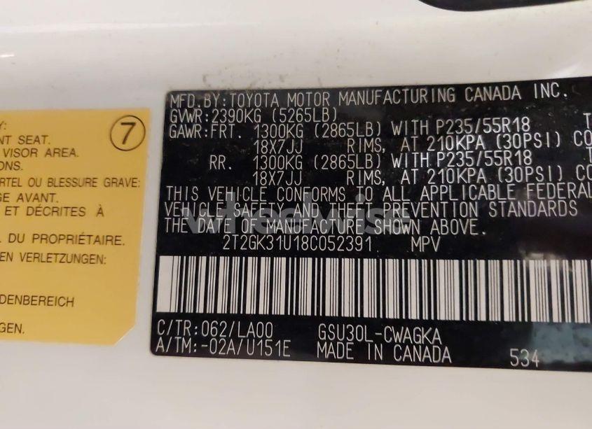 Photo 9 of 2008 Lexus Rx 350 (VIN 2T2GK31U18C052391)