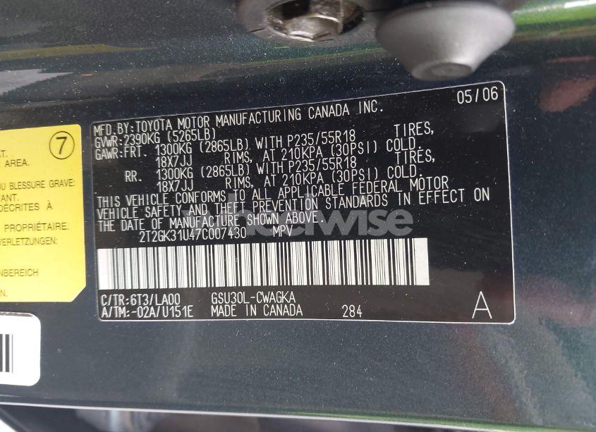 Photo 9 of 2007 Lexus Rx 350 (VIN 2T2GK31U47C007430)