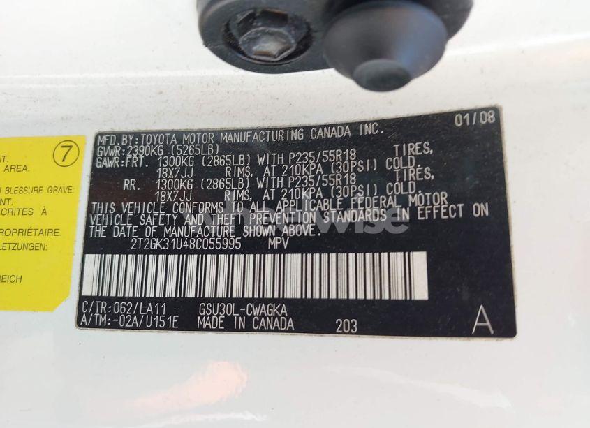 Photo 9 of 2008 Lexus Rx 350 (VIN 2T2GK31U48C055995)