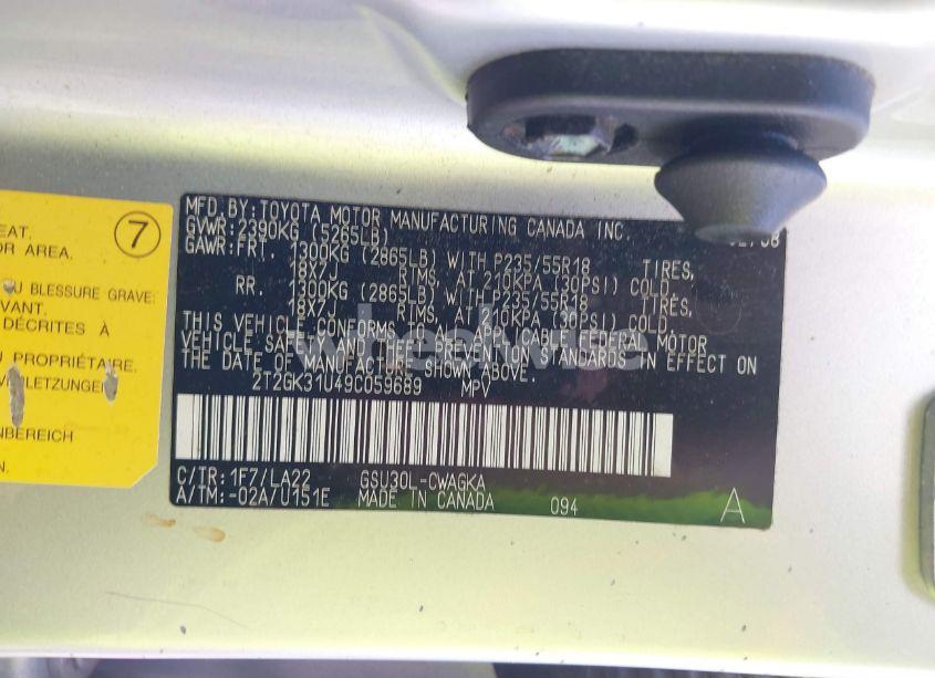 Photo 9 of 2009 Lexus Rx 350 (VIN 2T2GK31U49C059689)