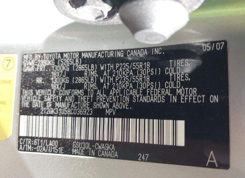 Photo 9 of 2008 Lexus Rx 350 (VIN 2T2GK31U58C036923)