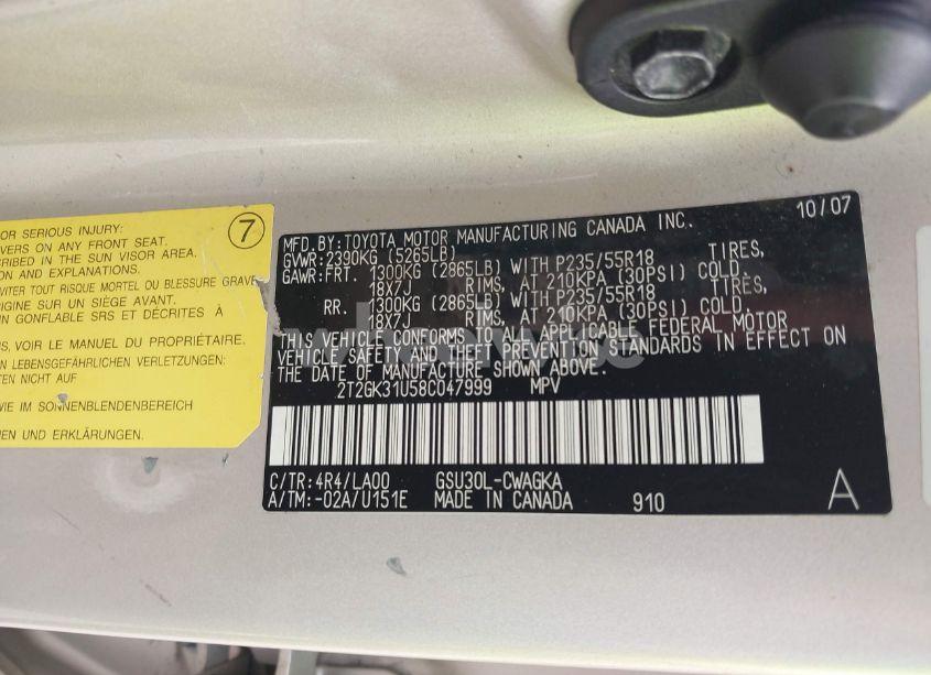 Photo 9 of 2008 Lexus Rx 350 (VIN 2T2GK31U58C047999)