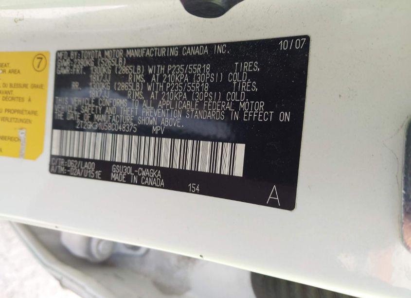 Photo 9 of 2008 Lexus Rx 350 (VIN 2T2GK31U58C048375)