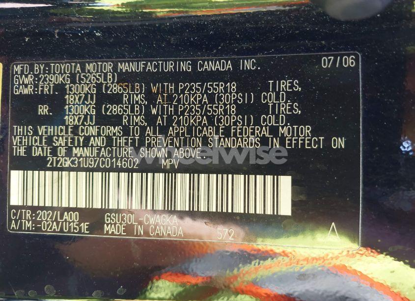 Photo 9 of 2007 Lexus Rx 350 (VIN 2T2GK31U97C014602)