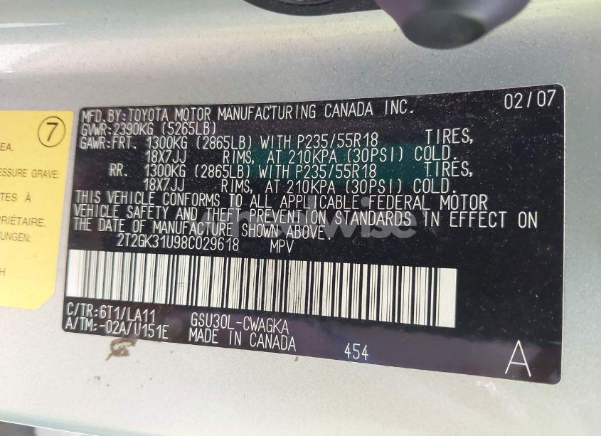 Photo 9 of 2008 Lexus Rx 350 (VIN 2T2GK31U98C029618)