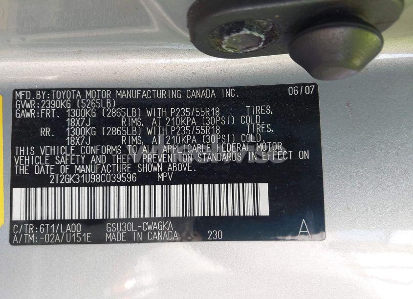 Photo 9 of 2008 Lexus Rx 350 (VIN 2T2GK31U98C039596)