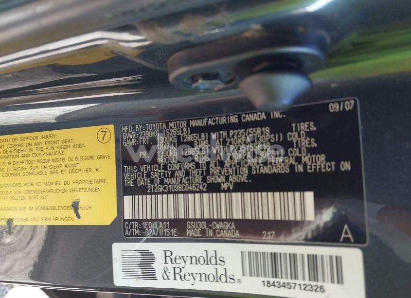 Photo 9 of 2008 Lexus Rx 350 (VIN 2T2GK31U98C046242)