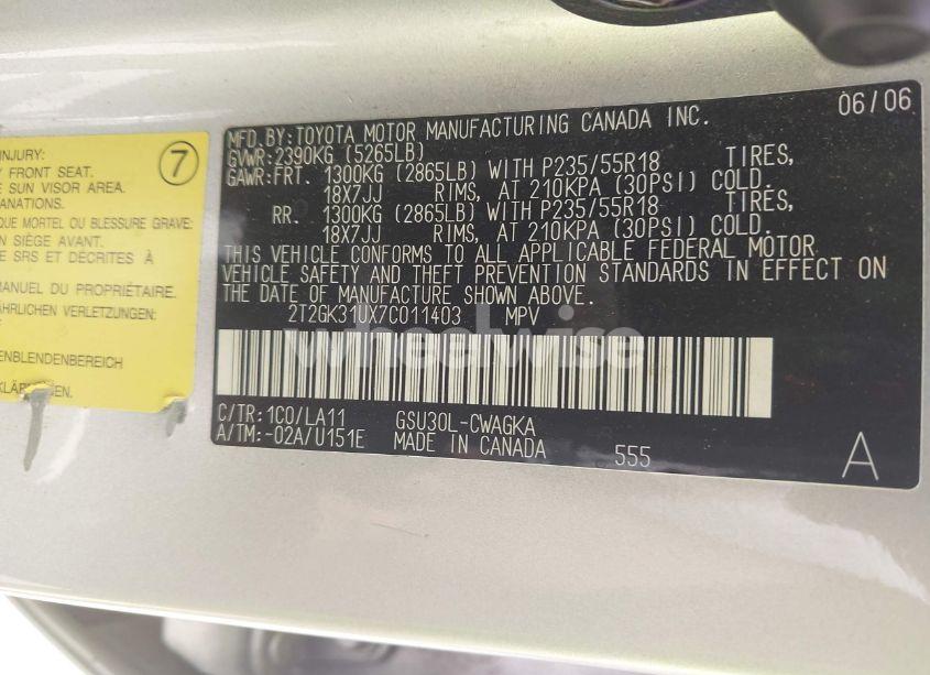 Photo 9 of 2007 Lexus Rx 350 (VIN 2T2GK31UX7C011403)