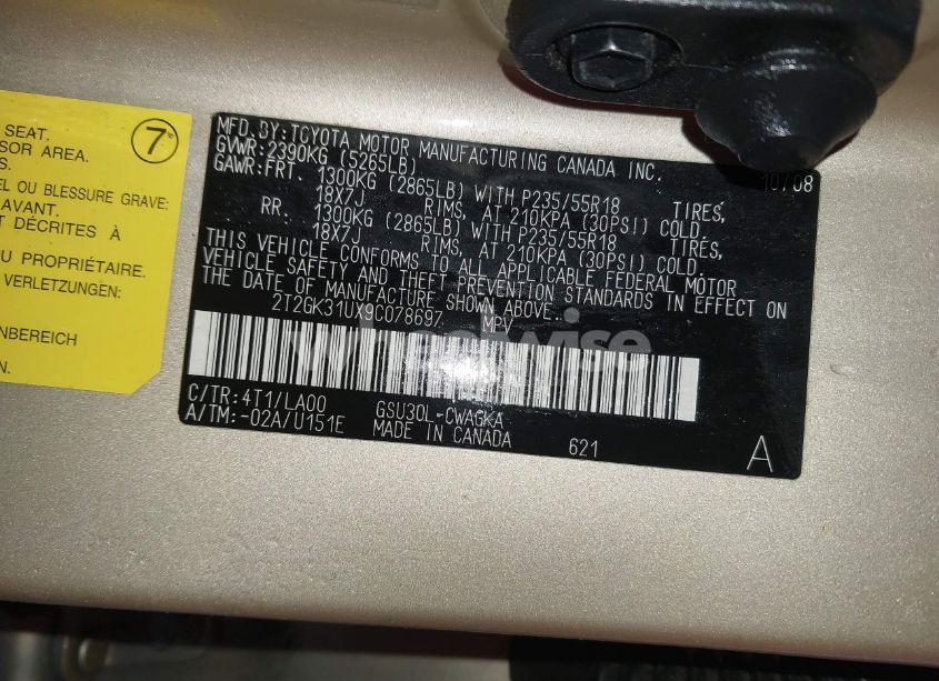 Photo 9 of 2009 Lexus Rx 350 (VIN 2T2GK31UX9C078697)