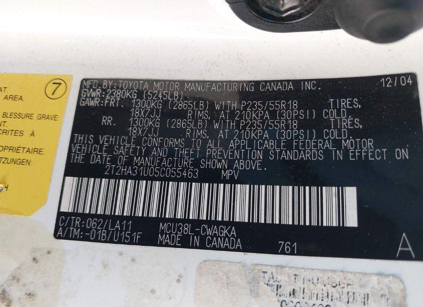 Photo 9 of 2005 Lexus Rx 330 (VIN 2T2HA31U05C055463)