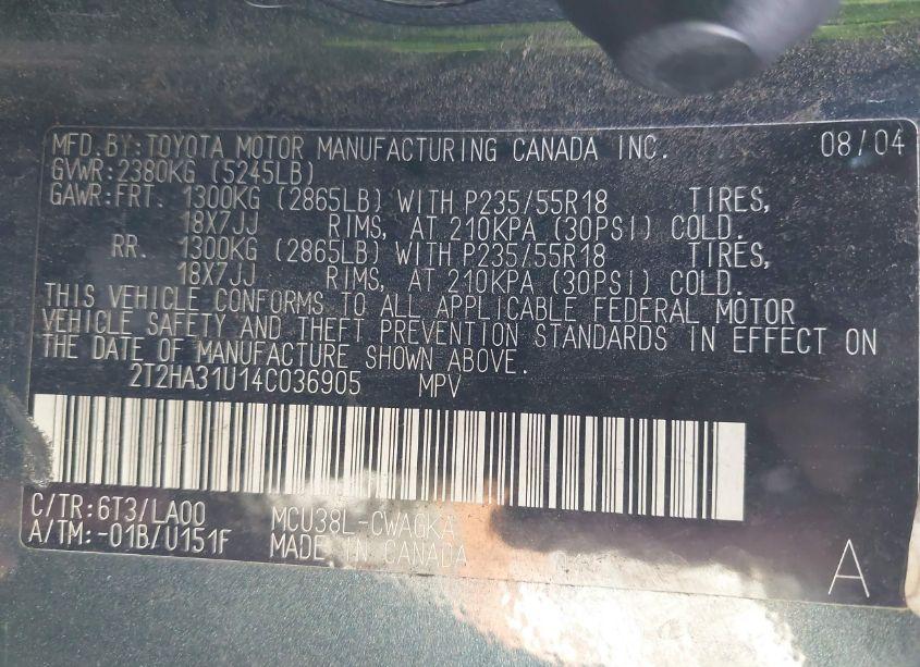 Photo 9 of 2004 Lexus Rx 330 (VIN 2T2HA31U14C036905)