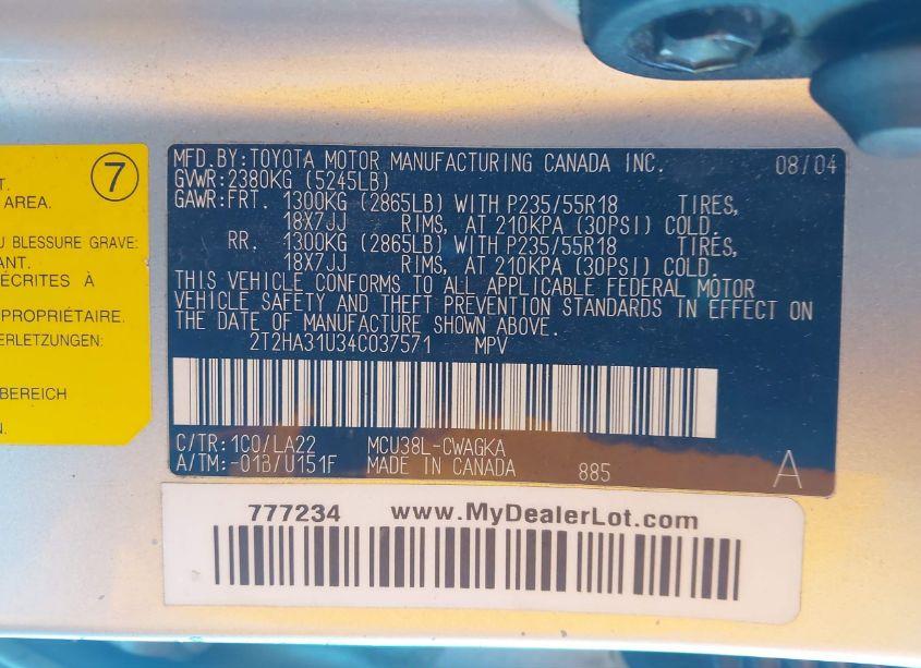 Photo 9 of 2004 Lexus Rx 330 (VIN 2T2HA31U34C037571)