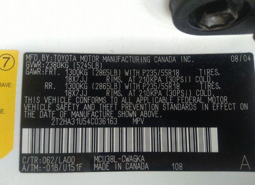 Photo 9 of 2004 Lexus Rx 330 (VIN 2T2HA31U54C036163)