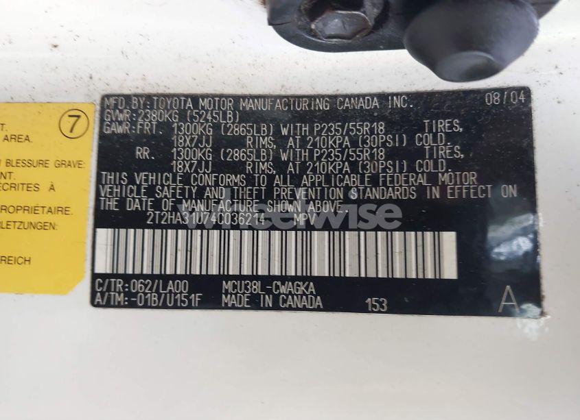 Photo 9 of 2004 Lexus Rx 330 (VIN 2T2HA31U74C036214)