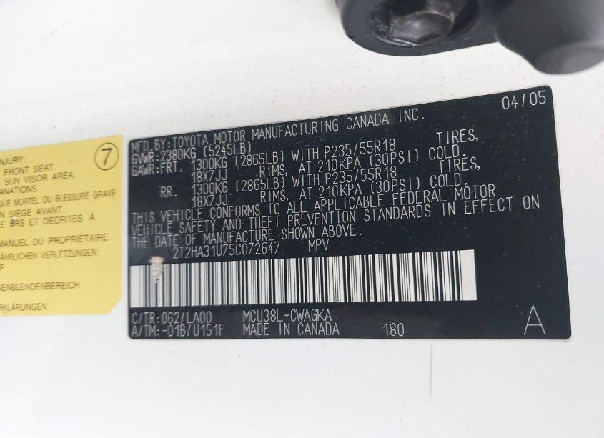 Photo 9 of 2005 Lexus Rx 330 (VIN 2T2HA31U75C072647)