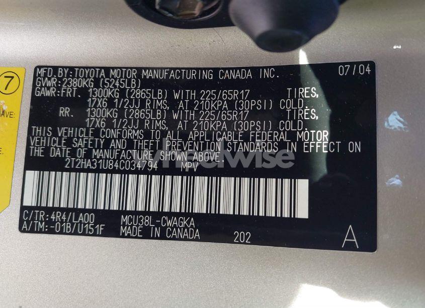 Photo 9 of 2004 Lexus Rx 330 (VIN 2T2HA31U84C034794)