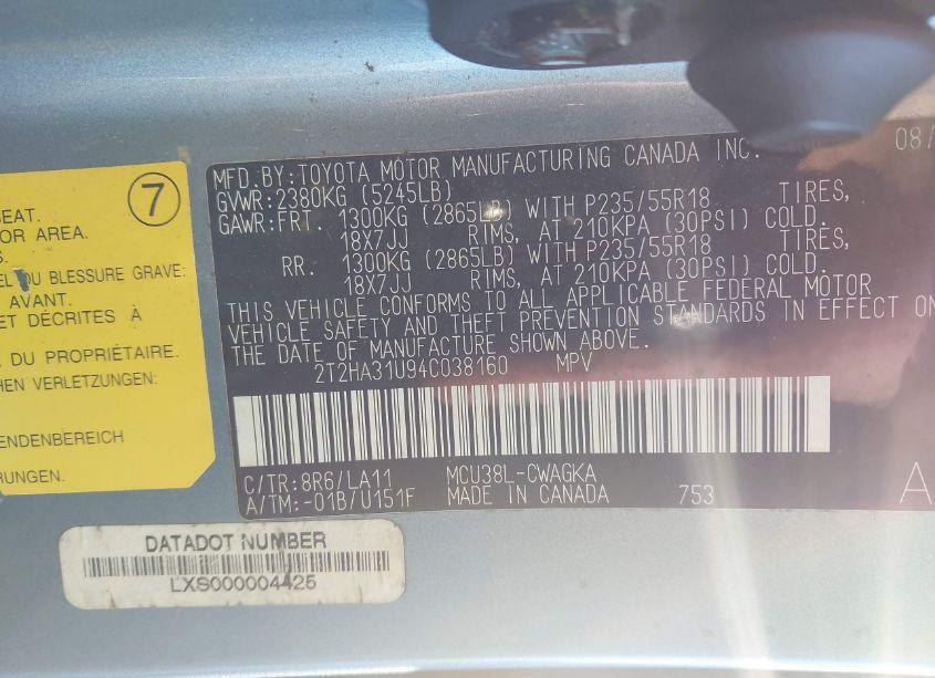 Photo 9 of 2004 Lexus Rx 330 (VIN 2T2HA31U94C038160)