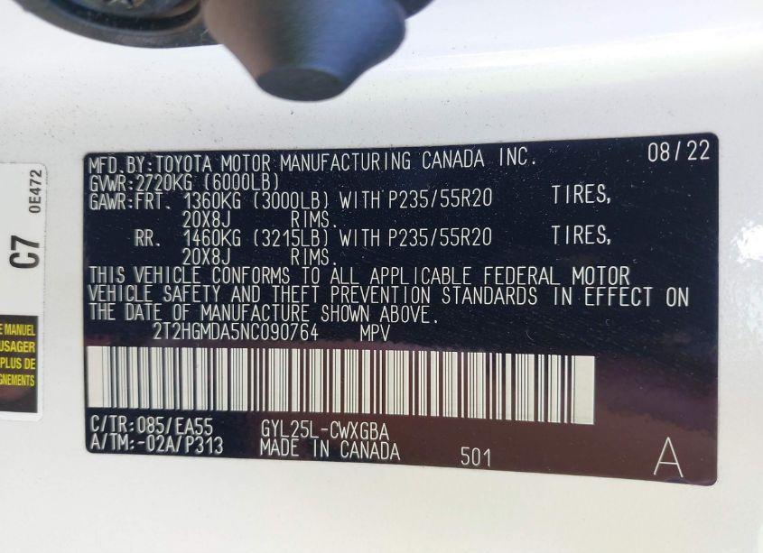 Photo 9 of 2022 Lexus Rx 450H (VIN 2T2HGMDA5NC090764)