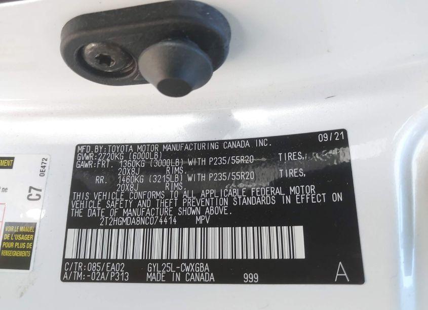 Photo 9 of 2022 Lexus Rx 450H (VIN 2T2HGMDA8NC074414)