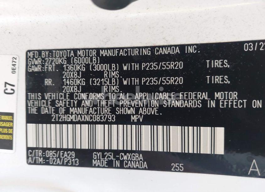 Photo 9 of 2022 Lexus Rx 450H (VIN 2T2HGMDAXNC083793)