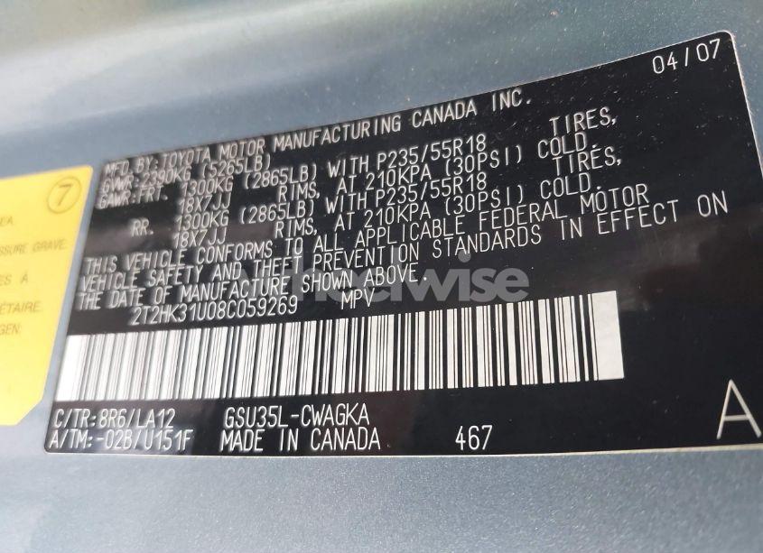 Photo 9 of 2008 Lexus Rx 350 (VIN 2T2HK31U08C059269)