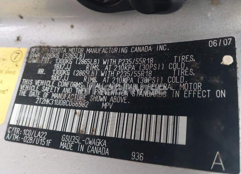 Photo 9 of 2008 Lexus Rx 350 (VIN 2T2HK31U08C066982)