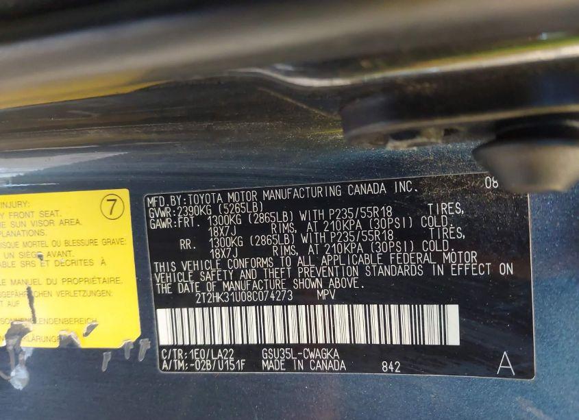 Photo 9 of 2008 Lexus Rx 350 (VIN 2T2HK31U08C074273)