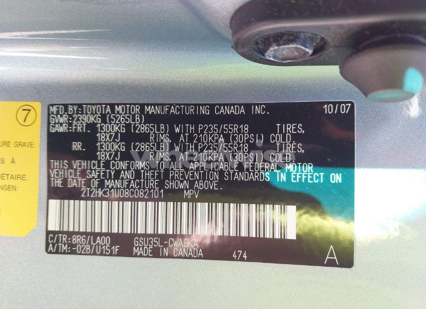 Photo 9 of 2008 Lexus Rx 350 (VIN 2T2HK31U08C082101)