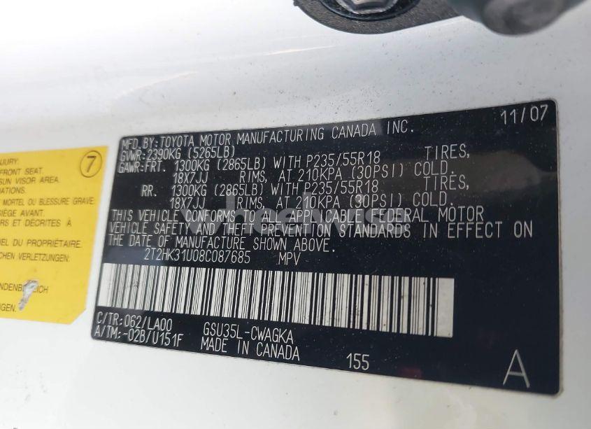 Photo 9 of 2008 Lexus Rx 350 (VIN 2T2HK31U08C087685)