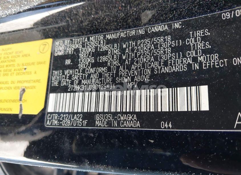 Photo 9 of 2009 Lexus Rx 350 (VIN 2T2HK31U09C125434)