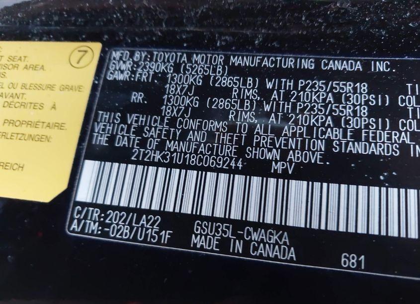 Photo 9 of 2008 Lexus Rx 350 (VIN 2T2HK31U18C069244)